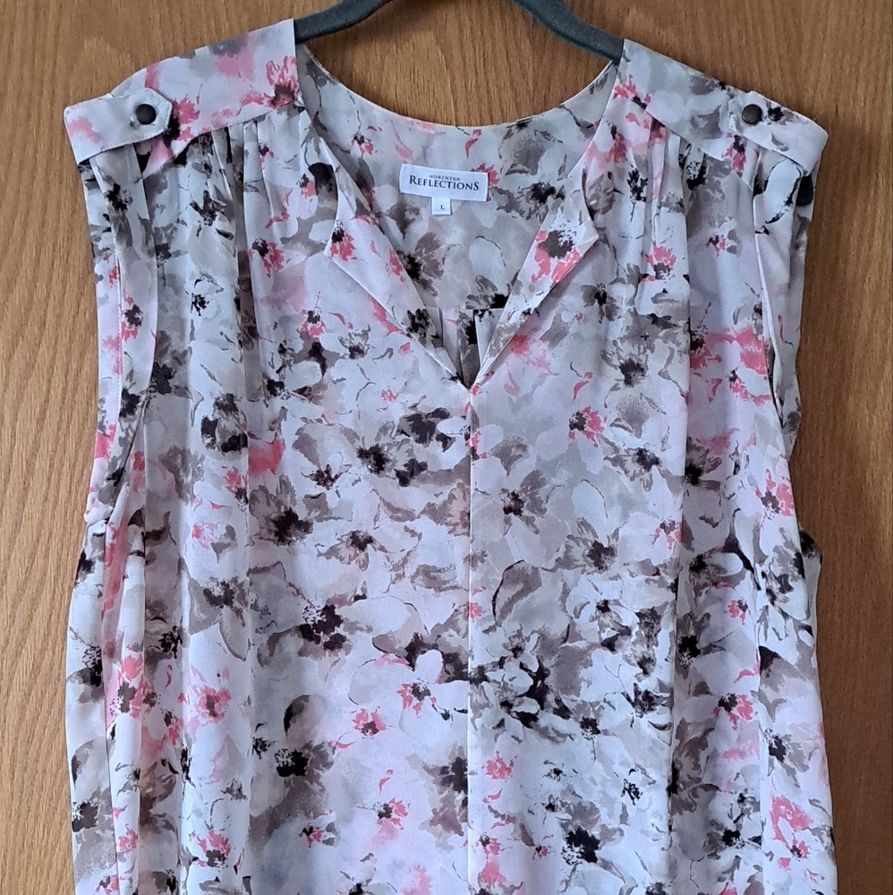 Floral Sleeveless Top - Pink and Brown